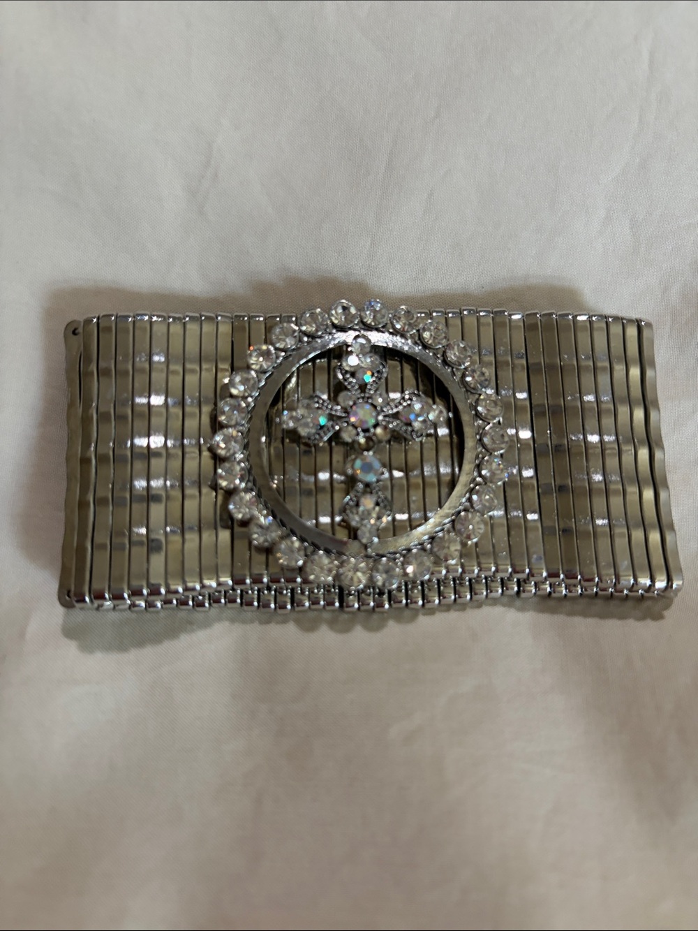 Silver Crystal Cross Stretch Belt - Women's Accessory